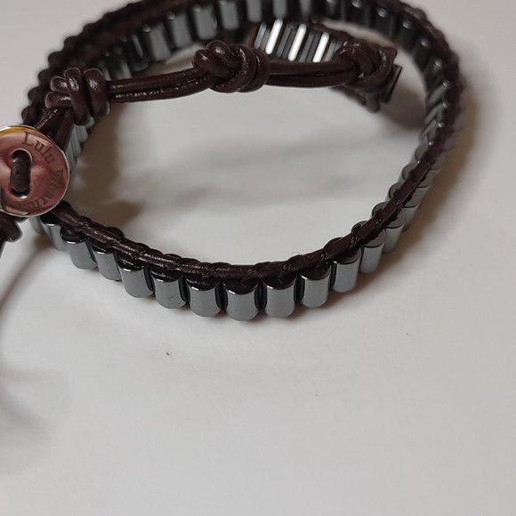 Dark Silver Tone And Brown 15 Inch Lulu Dharma Wrap Bracelet - Picture 7 of 12